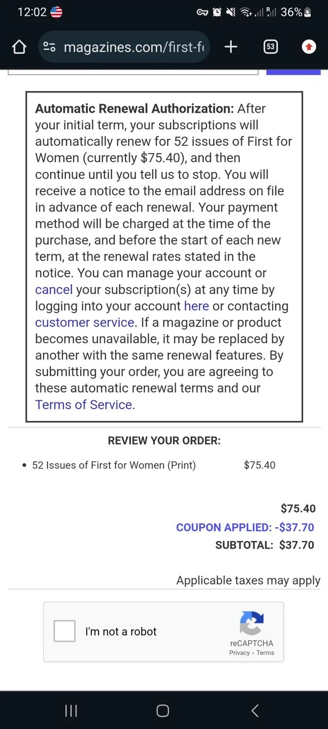 where to use Magazines.com promo code box