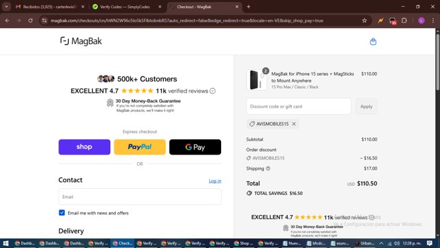 MagBak checkout page showing MagBak discount code box | Screenshot taken by SimplyCodes community member on Sep 2, 2025
