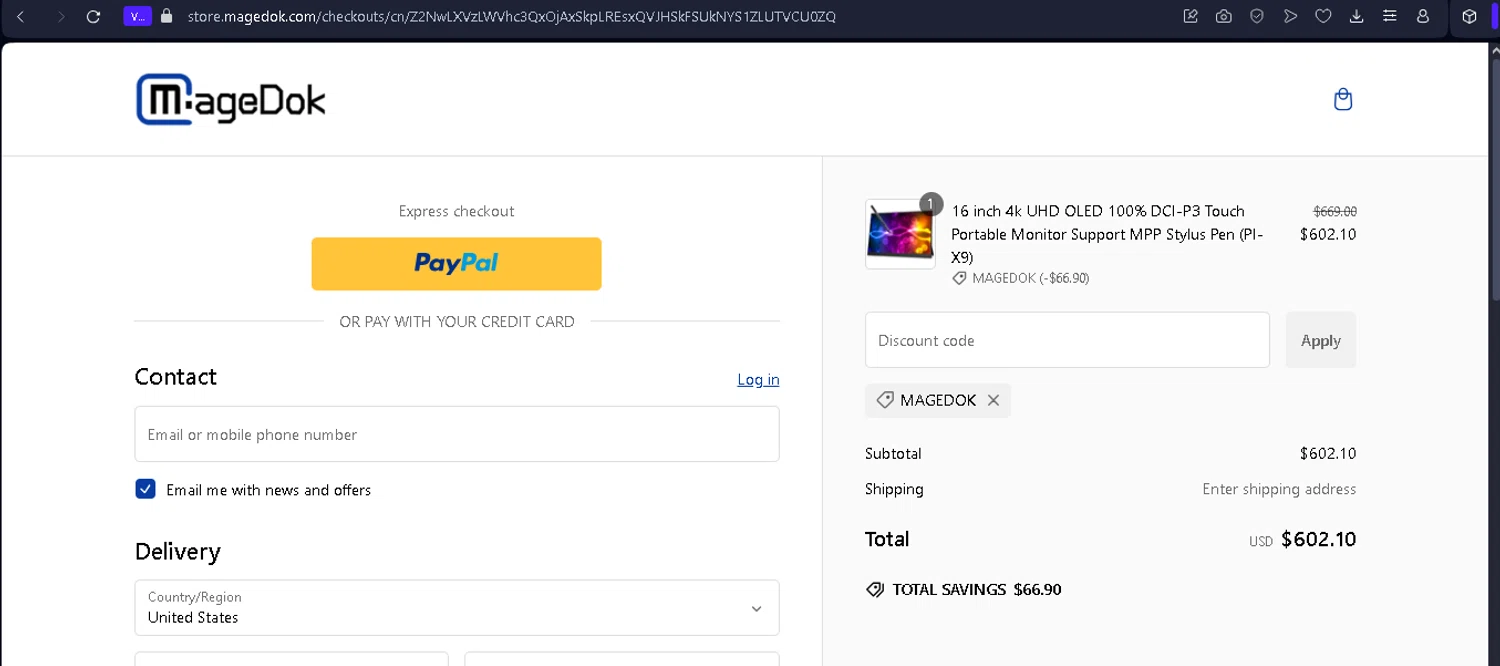 MageDok promo code screenshot showing code MAGEDOK applied at MageDok checkout page. Uploaded by SimplyCodes community member NobleSentinel8535 on Jan 27, 2025