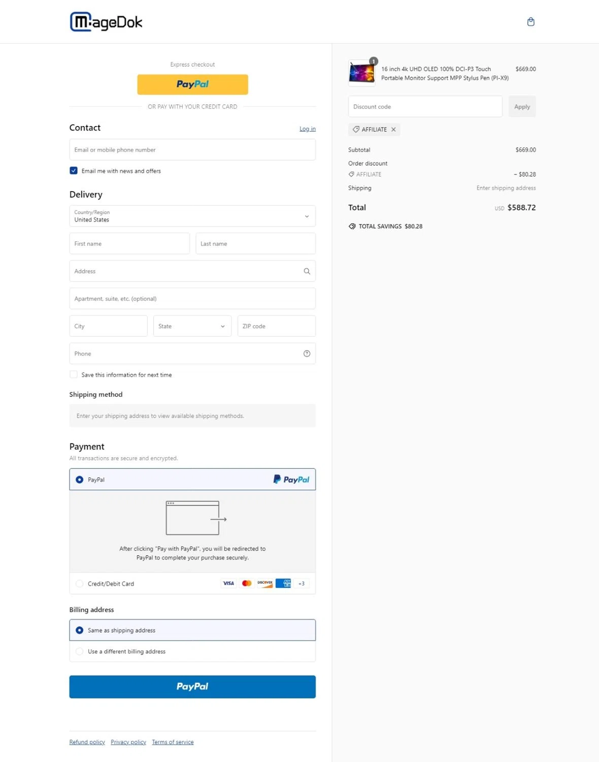 MageDok promo code screenshot showing code affiliate applied at MageDok checkout page. Uploaded by SimplyCodes community member Tragedy on Jan 8, 2025