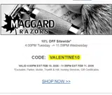 VALENTINE10 coupon verification screenshot