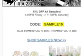 SAMPLE15 coupon verification screenshot