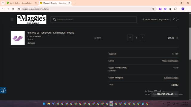 Maggie's Organics checkout page showing Maggie's Organics coupon code box | Screenshot taken by SimplyCodes community member on Jul 23, 2025