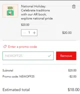 NEWOFF25 coupon verification screenshot
