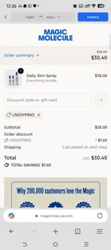 Magic Molecule coupon verification screenshot
