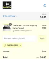 TarbellFree coupon verification screenshot