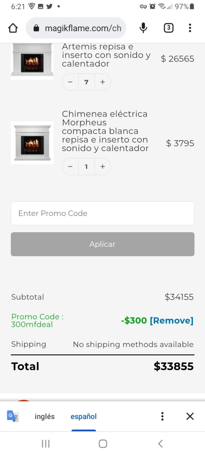 Magikflame checkout page showing Magikflame coupon code box | Screenshot taken by SimplyCodes community member on Oct 21, 2022