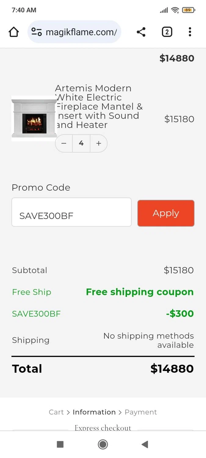 Magikflame checkout page showing Magikflame coupon code box | Screenshot taken by SimplyCodes community member on Oct 2, 2023