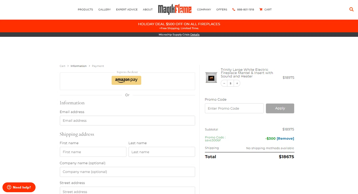Magikflame checkout page showing Magikflame coupon code box | Screenshot taken by SimplyCodes community member on Dec 28, 2023