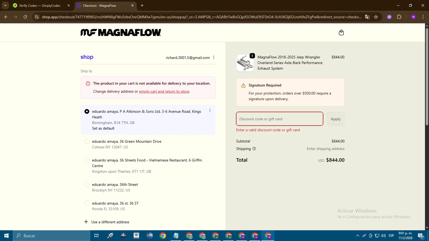 Magnaflow discount code screenshot showing code MF15 applied at Magnaflow checkout page. Uploaded by SimplyCodes community member ExtraordinaryGuardian7753 on Feb 12, 2026