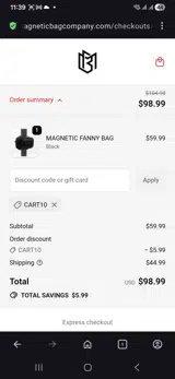 Magnetic Bag Company coupon verification screenshot