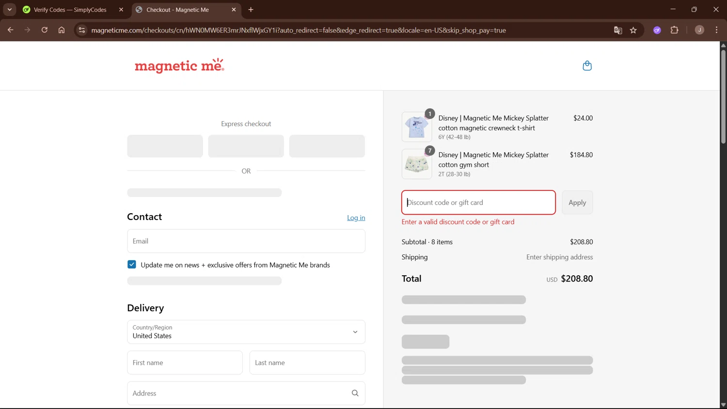 Magnetic Me discount code screenshot showing code MM10LOVE-1 applied at Magnetic Me checkout page. Uploaded by SimplyCodes community member WisePro3955 on Jul 7, 2025