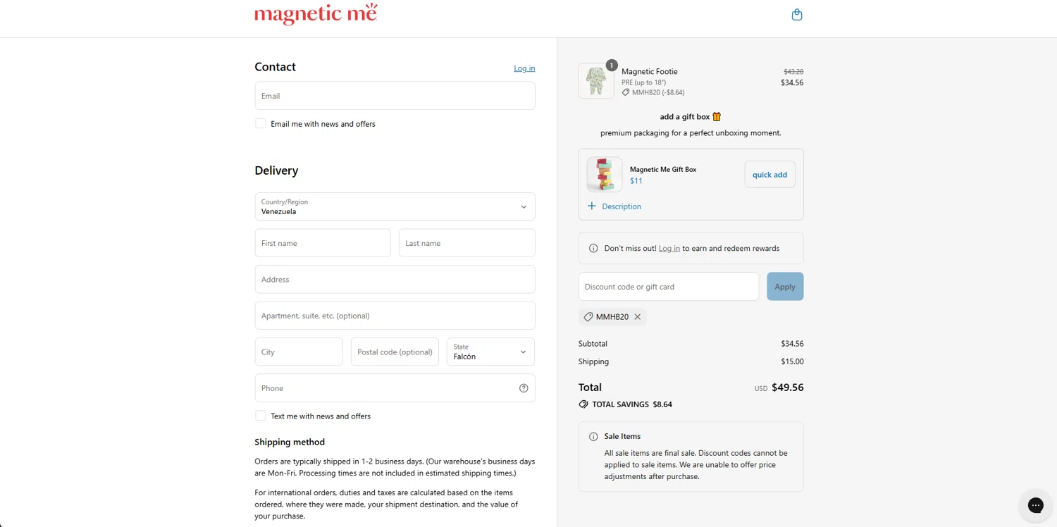 Magnetic Me discount code screenshot showing code MMHB20 applied at Magnetic Me checkout page. Uploaded by SimplyCodes community member FrugalElite775 on Aug 5, 2025