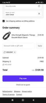 HOLIDAY coupon verification screenshot