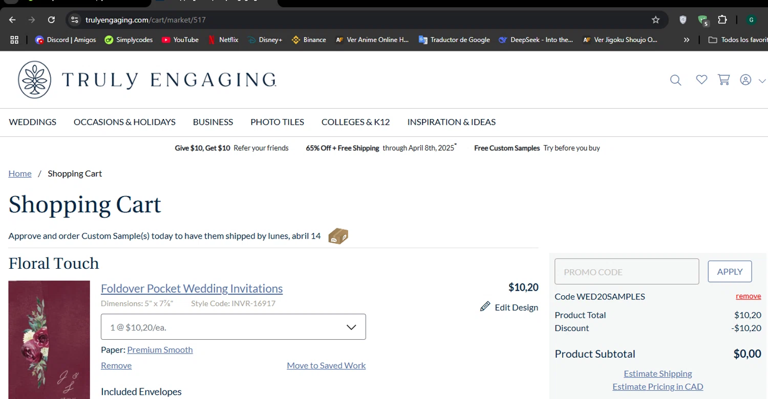 MagnetStreet promo code screenshot showing code WED20SAMPLES applied at MagnetStreet checkout page. Uploaded by SimplyCodes community member Hisoka on Apr 7, 2025
