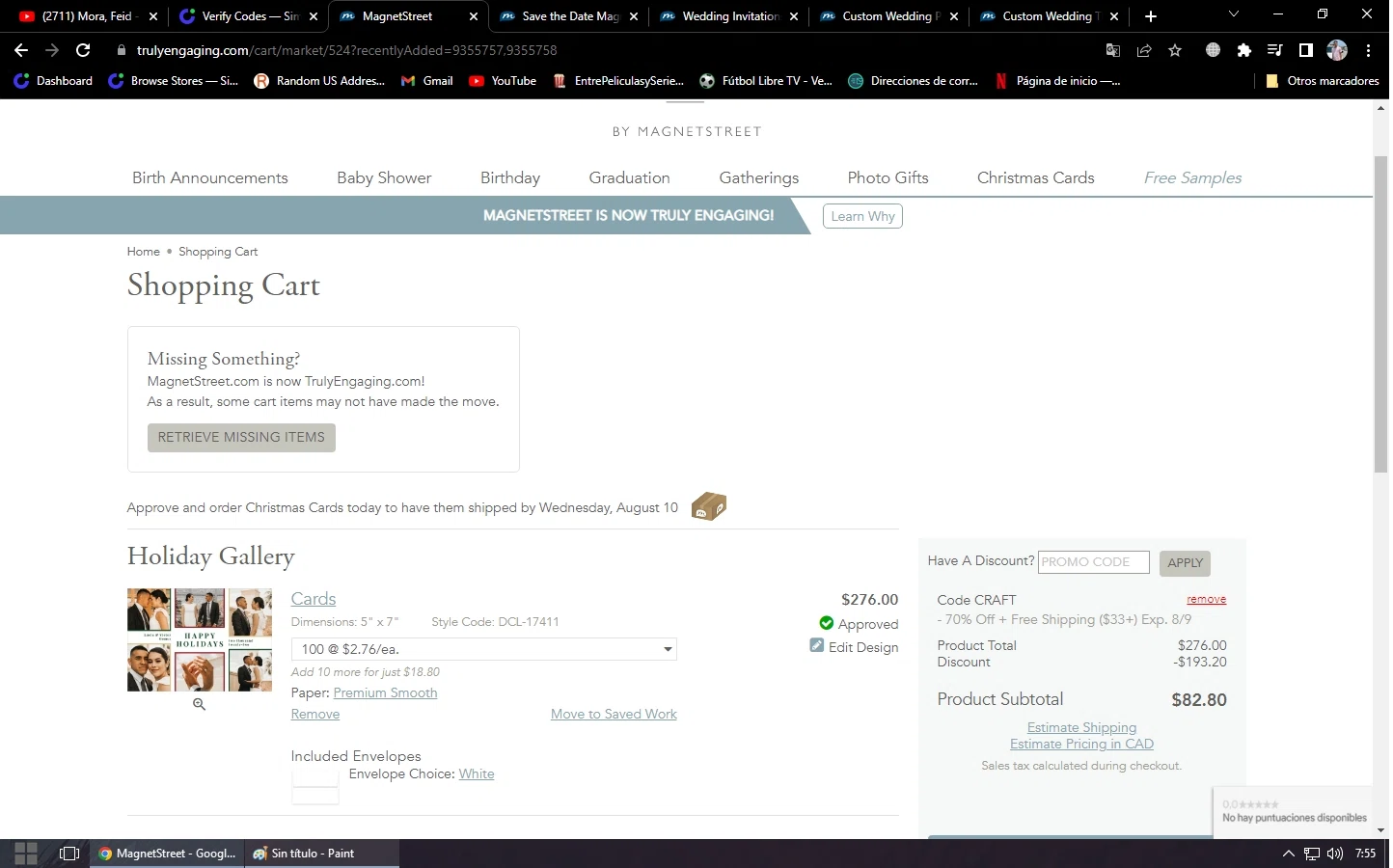 MagnetStreet checkout page showing MagnetStreet promo code box | Screenshot taken by SimplyCodes community member on Aug 7, 2022