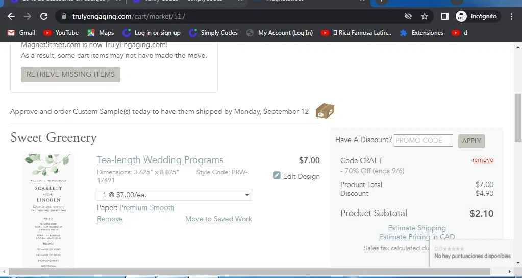 MagnetStreet checkout page showing MagnetStreet promo code box | Screenshot taken by SimplyCodes community member on Sep 5, 2022