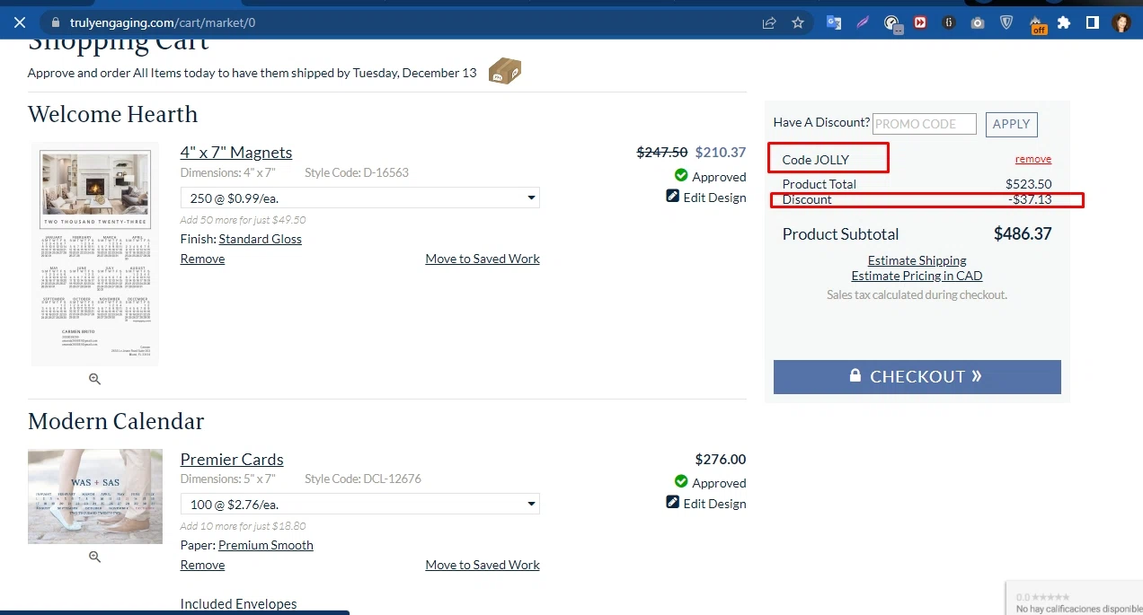 MagnetStreet checkout page showing MagnetStreet promo code box | Screenshot taken by SimplyCodes community member on Dec 6, 2022