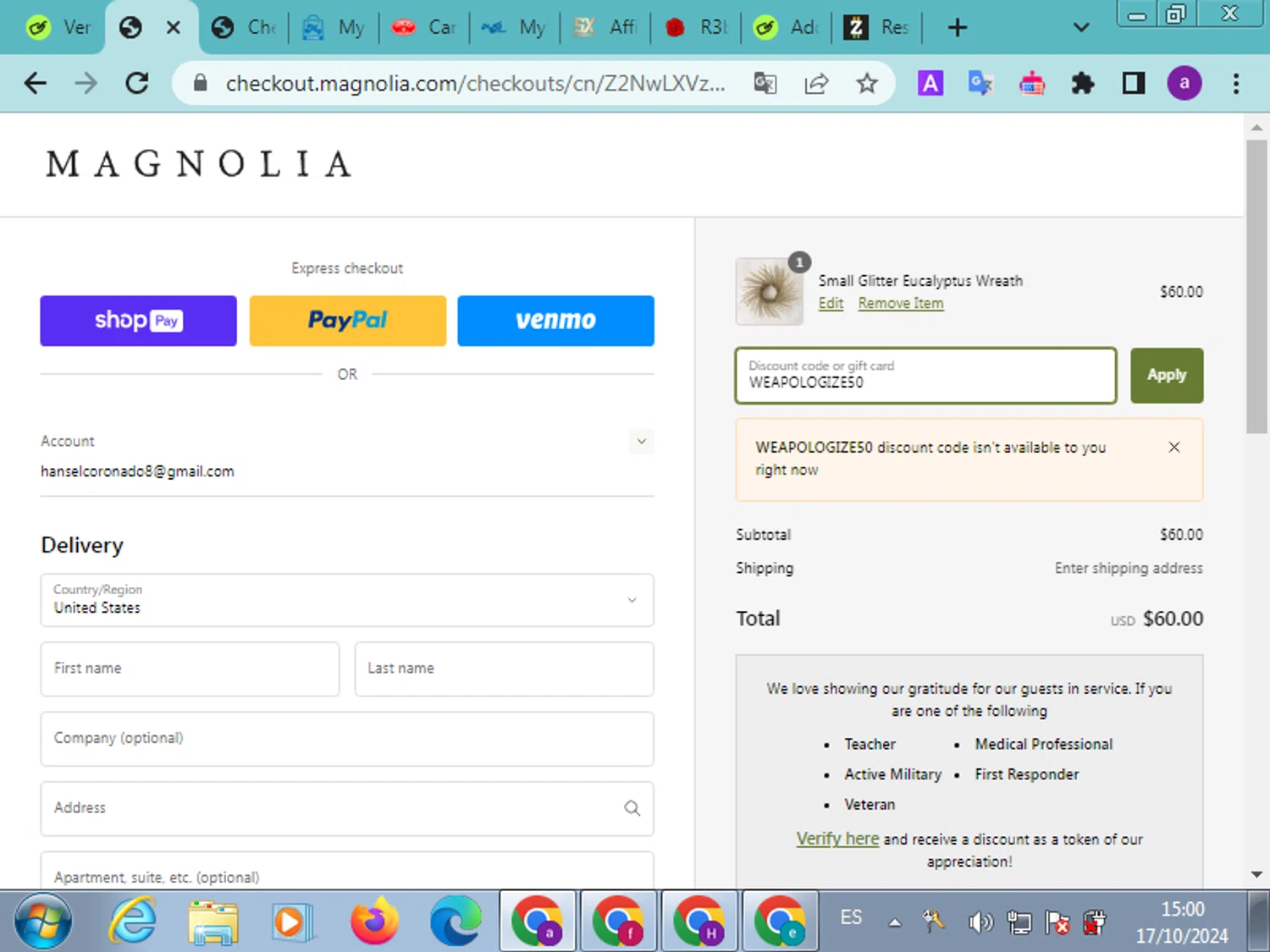 where to use Magnolia Market promo code box
