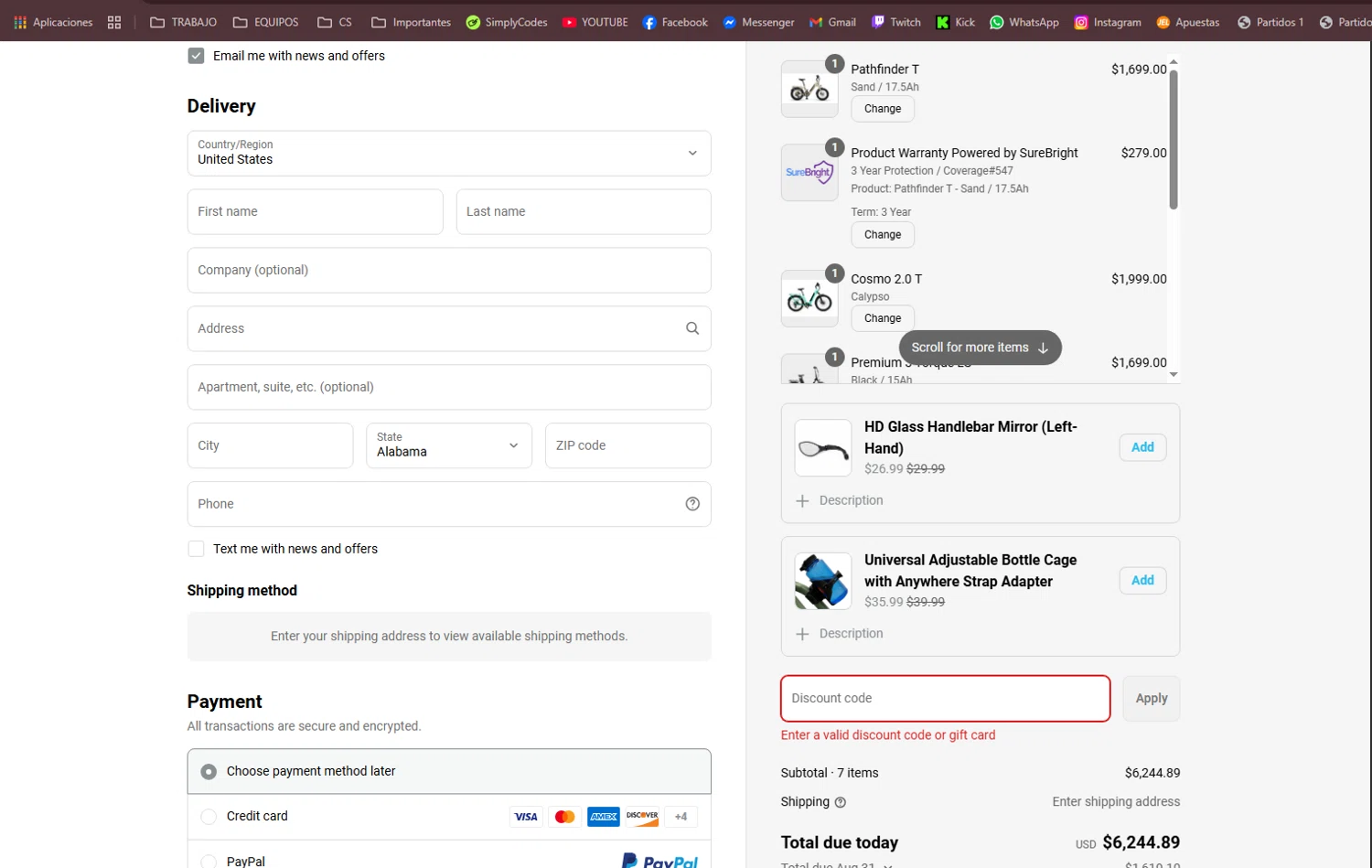Magnum Bikes promo code screenshot showing code FREEBASKET24 applied at Magnum Bikes checkout page. Uploaded by SimplyCodes community member kelvinsuarez88 on Jun 12, 2025