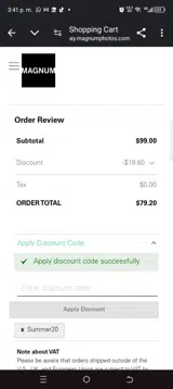 Magnum Photos coupon verification screenshot