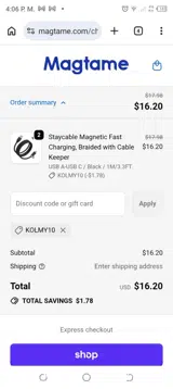 KOLMY10 coupon verification screenshot