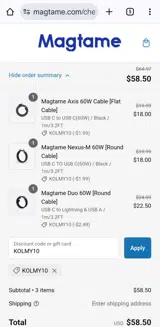 KOLMY10 coupon verification screenshot