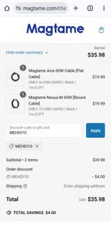 MEHDI10 coupon verification screenshot