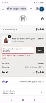 MAHI Leather coupon verification screenshot