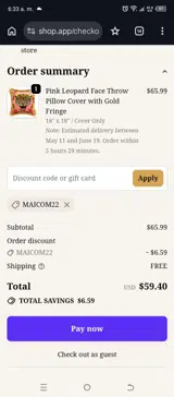 MAICOM22 coupon verification screenshot