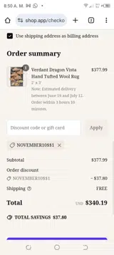November10$$1 coupon verification screenshot