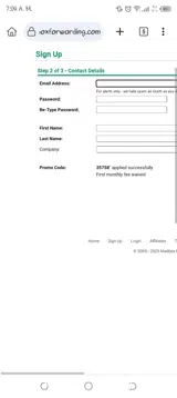 Mailbox Forwarding coupon verification screenshot
