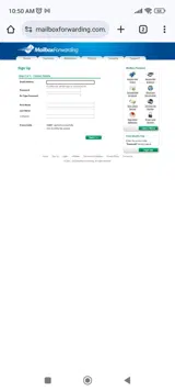 Mailbox Forwarding coupon verification screenshot