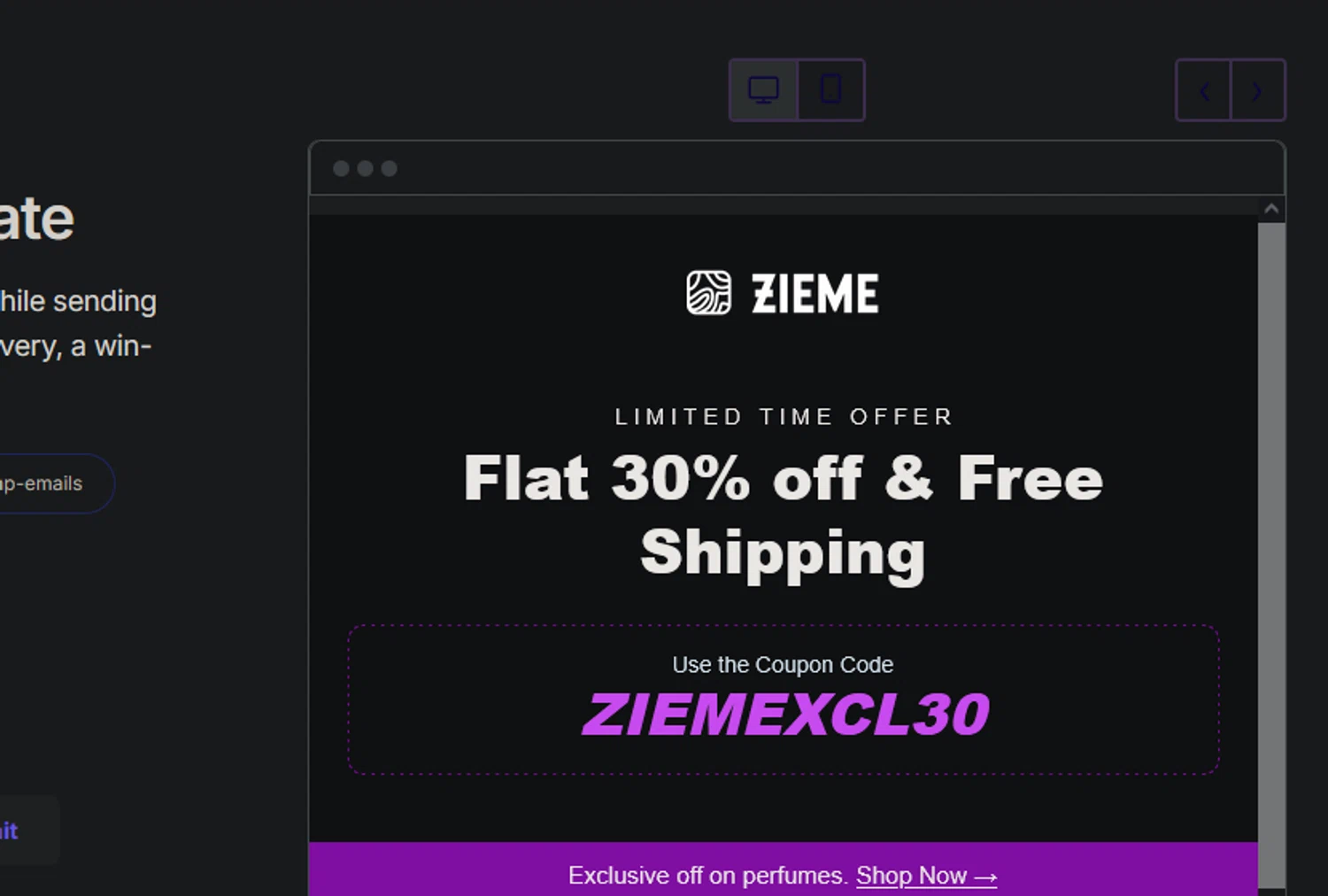 Mailmodo promo code screenshot showing code ZIEMEXCL30 applied at Mailmodo checkout page. Uploaded by SimplyCodes community member xocelot44x on Aug 16, 2025