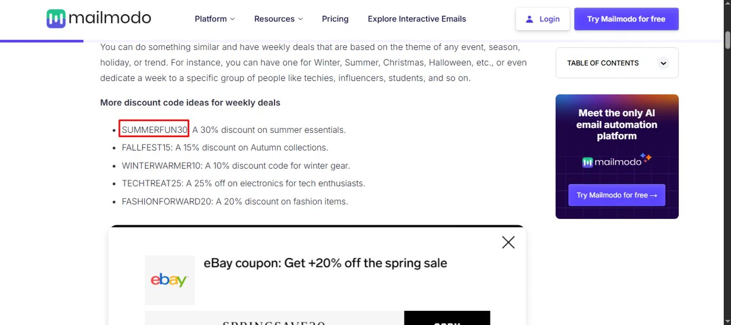 Mailmodo promo code screenshot showing code SUMMERFUN30 applied at Mailmodo checkout page. Uploaded by SimplyCodes community member noworries on Sep 28, 2025