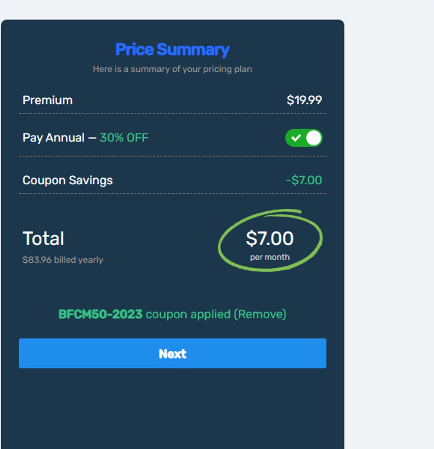 MailMunch checkout page showing MailMunch coupon code box | Screenshot taken by SimplyCodes community member on Mar 26, 2024