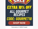 GOURMET10 coupon verification screenshot