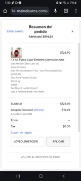 LOVEOURHEROS10 coupon verification screenshot
