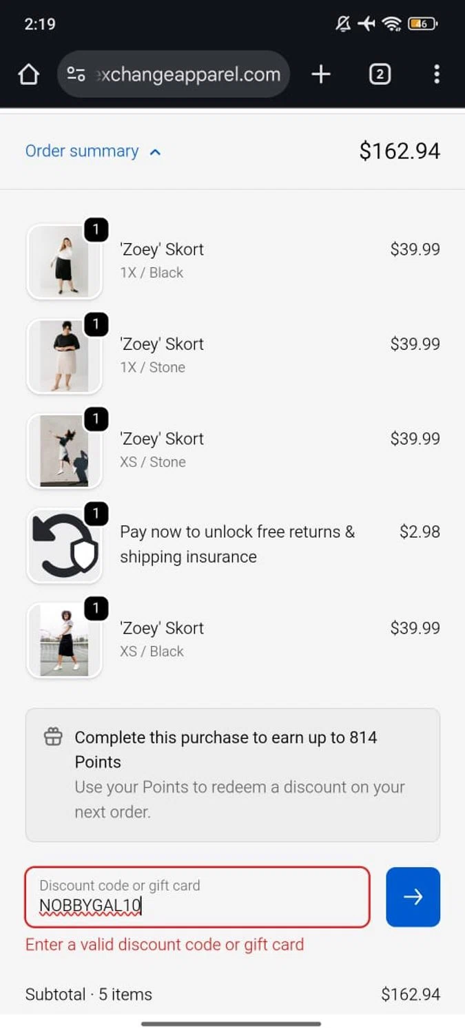 Main Street Exchange coupon code screenshot showing code NOBBYGAL10 applied at Main Street Exchange checkout page. Uploaded by SimplyCodes community member RoyalSpotter5217 on Jan 23, 2026