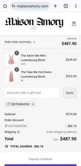 Editionvicki coupon verification screenshot