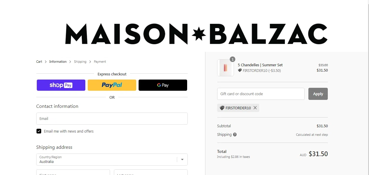 how to use Maison Balzac coupons