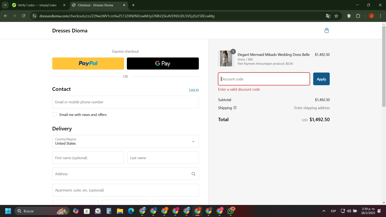 Maison Birks promo code screenshot showing code SURPRISE20 applied at Maison Birks checkout page. Uploaded by SimplyCodes community member VictoriousPioneer4638 on Feb 28, 2025