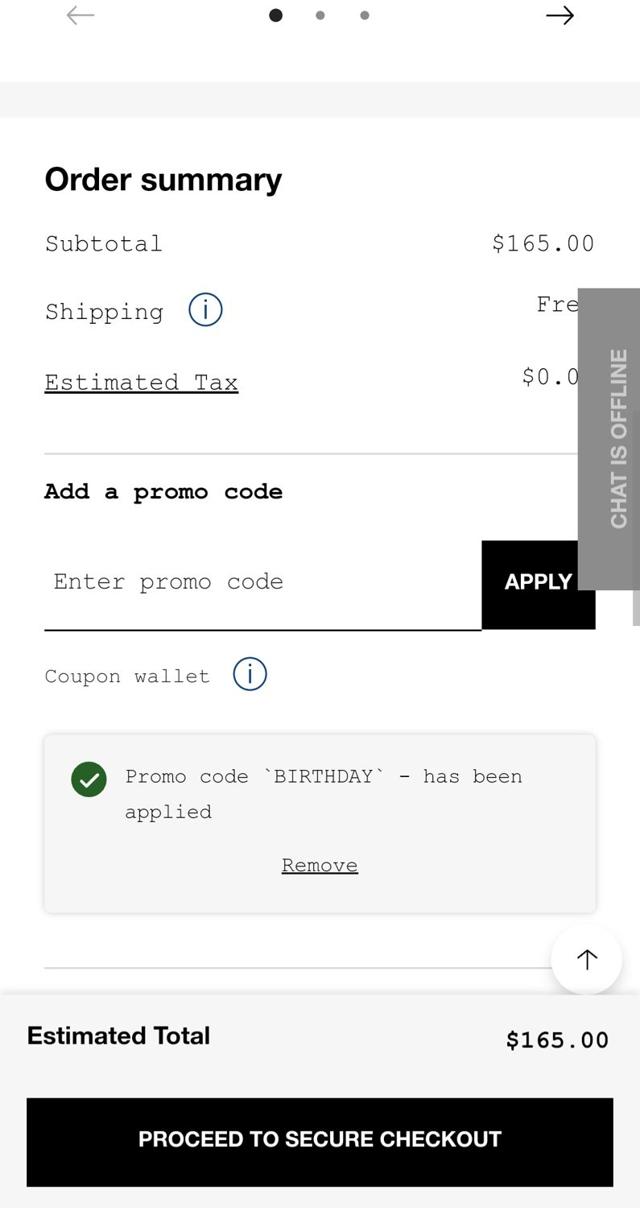 Maison Margiela Fragrances checkout page showing Maison Margiela Fragrances promo code box | Screenshot taken by SimplyCodes community member on Mar 31, 2025