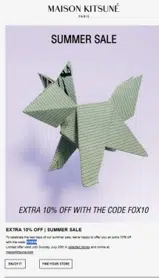 Maison Kitsuné coupon verification screenshot