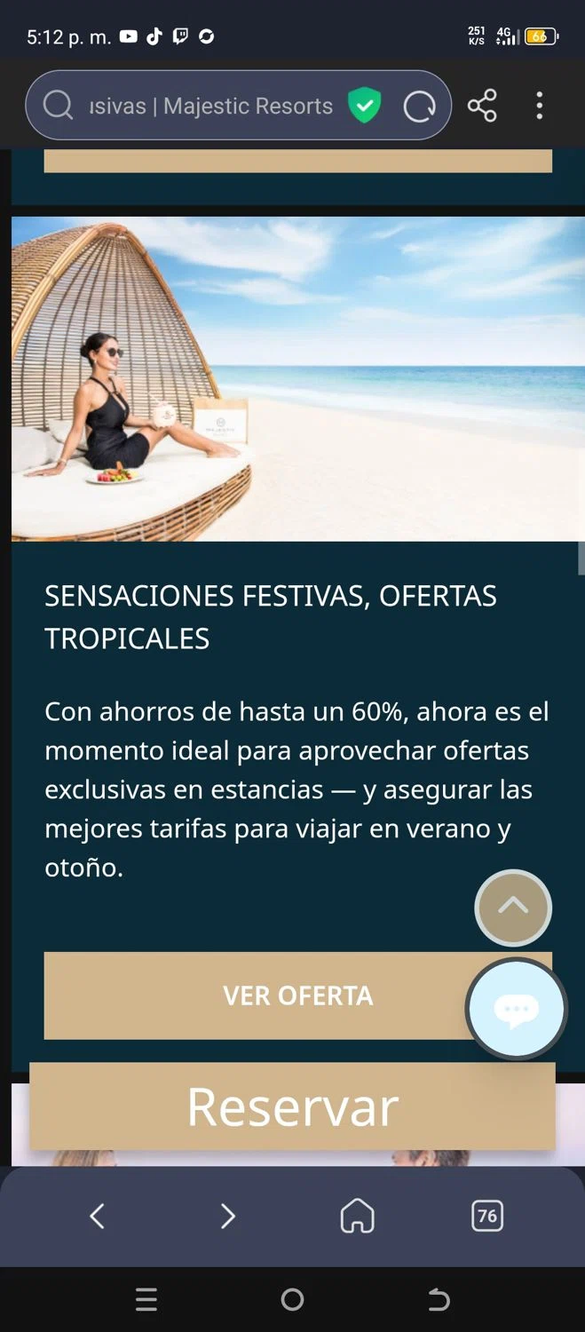 Majestic Resorts promo code screenshot showing code 5NOW applied at Majestic Resorts checkout page. Uploaded by SimplyCodes community member chepipi on Dec 15, 2025