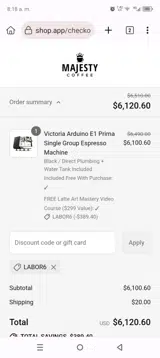 LABOR6 coupon verification screenshot