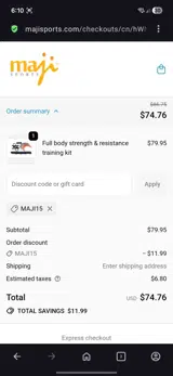 Maji15 coupon verification screenshot