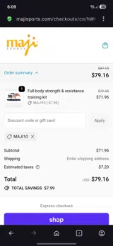 Maji10 coupon verification screenshot