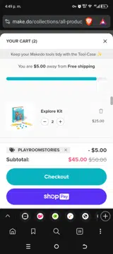 Makedo coupon verification screenshot