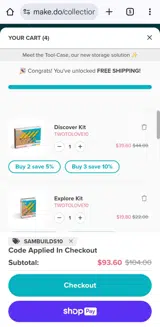 Makedo coupon verification screenshot